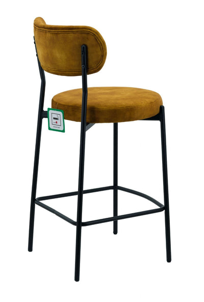 x2 Derby Padded Velvet Bar Stool- Mustard