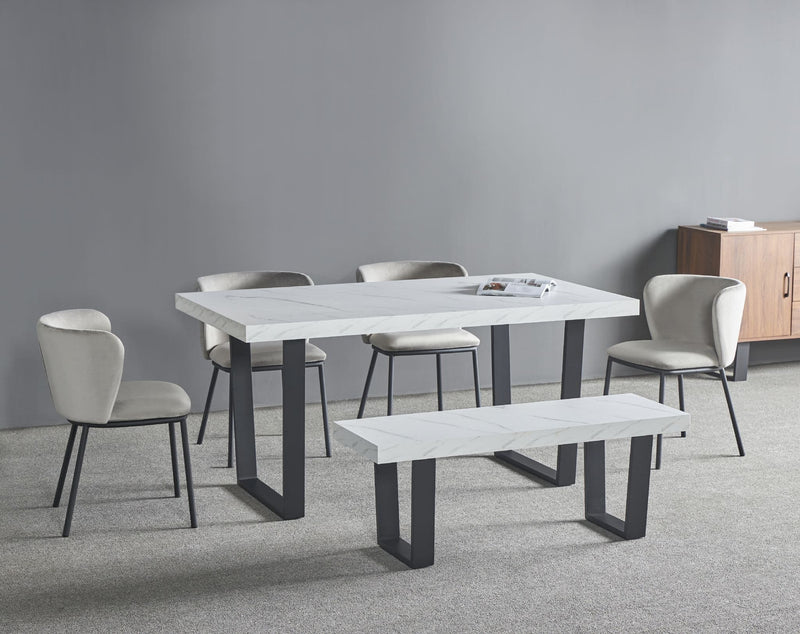 Dannis MDF Dining Table with Marble Effect