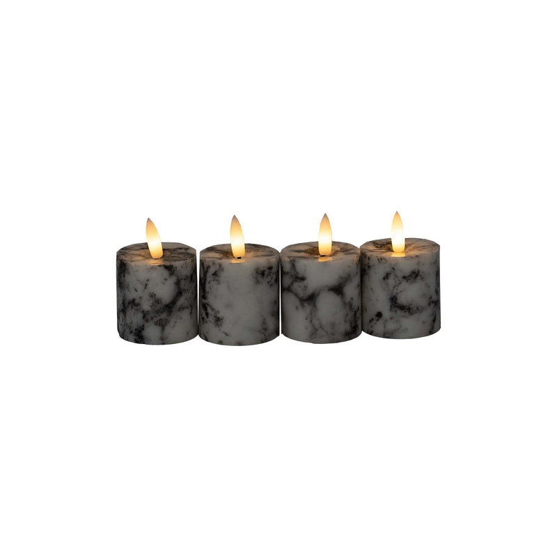 Set of 4 Marble LED Candles