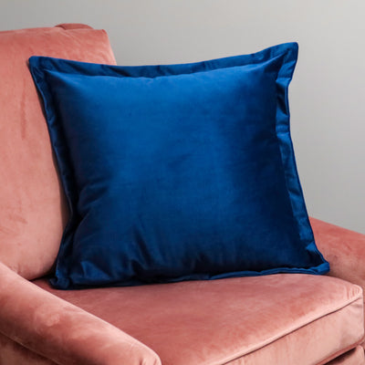 square velvet cushion cover in royal blue