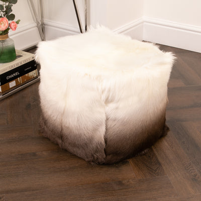 Goatskin Ombre Pouf