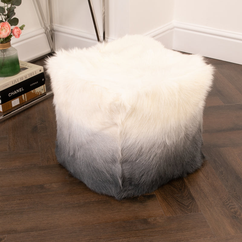 Goatskin Ombre Pouf