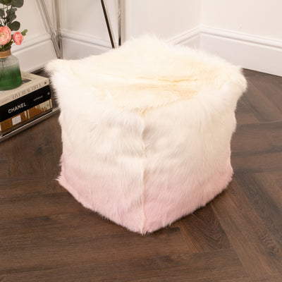 Goatskin Ombre Pouf