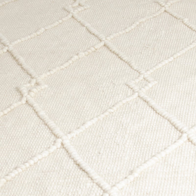 Cream Diamond Pattern Wool Rug