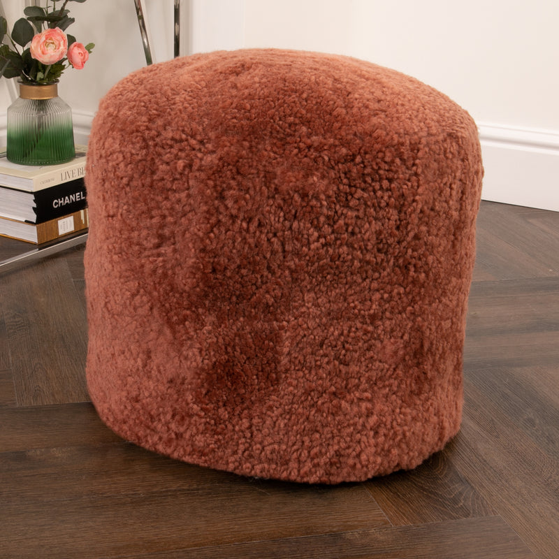 Short Pile Sheepskin Pouf