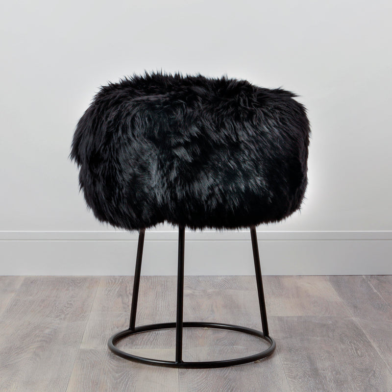 sheepskin stool in black