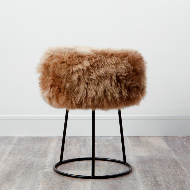 brown sheepskin stool