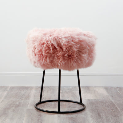 pink sheepskin stool