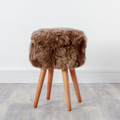 Sheepskin wood stool - woodstain