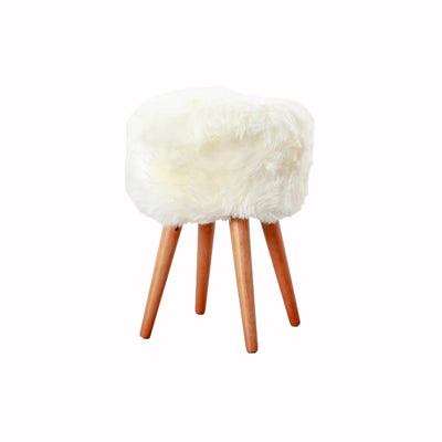 Sheepskin wood stool - woodstain