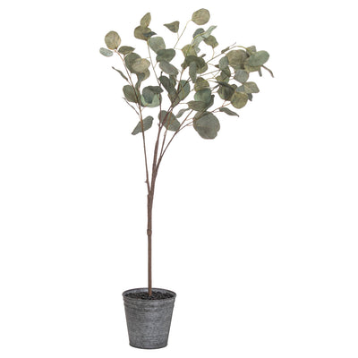 Faux Eucalyptus Tree In Metallic Pot