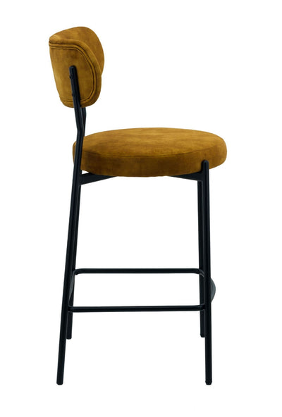 x2 Derby Padded Velvet Bar Stool- Mustard