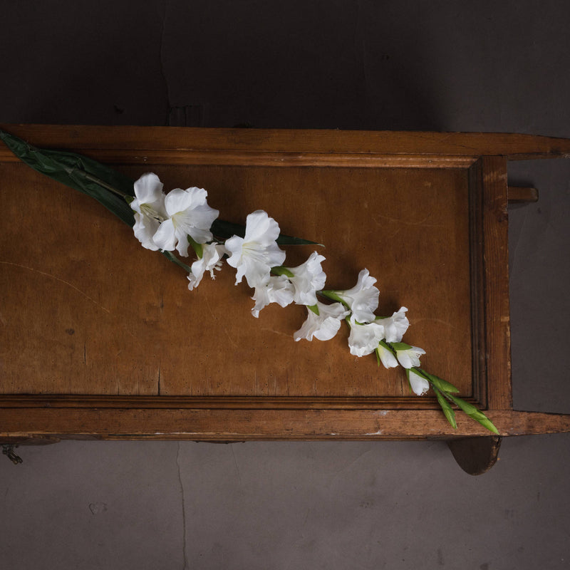 Faux White Gladioli Stem