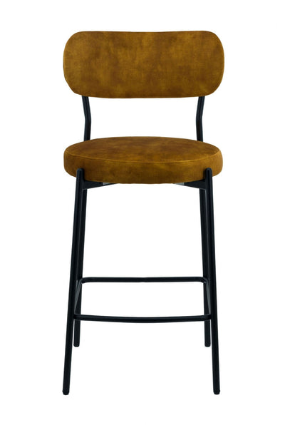 x2 Derby Padded Velvet Bar Stool- Mustard